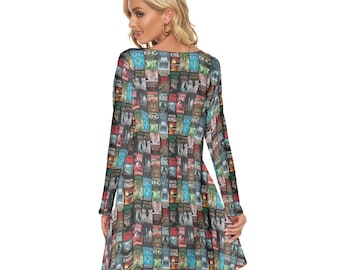 Stephen King Books All over print women's crew dress with pockets