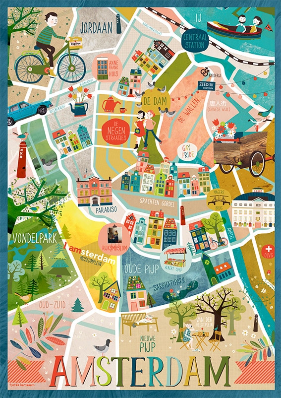 Amsterdam Map - Print - Etsy