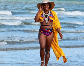 Maillot de bain bikini une pièce motifs africain femme été KENTE idée cadeau