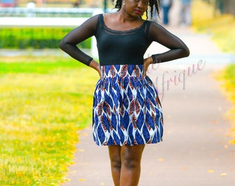 Jupe en tissu africain pagne  Jupe africaine imprimée Jupe Ankara Jupe évasée vêtements en  tissu africain pour femmes