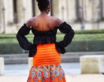 African fabric skirt loincloth wax African print skirt Ankara skirt Elastic ruffled skirt African fabric clothing for women