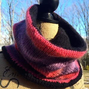 Reversible Knit Cowl/ Handmade Knit Cowl/ Handmade Knit Scarf/ Infinity Scarf/ Cowl/ Scarf image 3