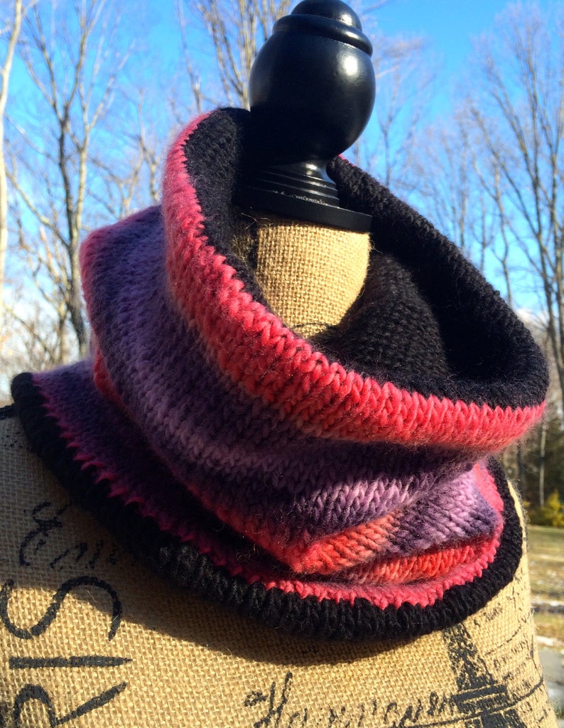 Reversible Knit Cowl/ Handmade Knit Cowl/ Handmade Knit Scarf/ Infinity Scarf/ Cowl/ Scarf image 3