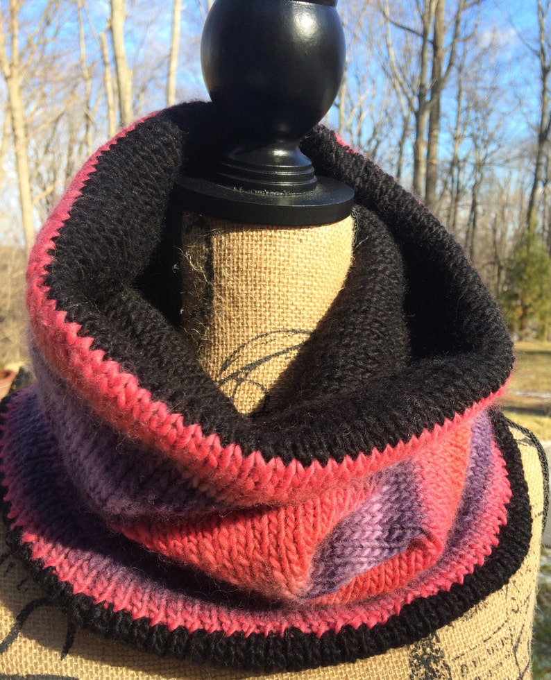 Reversible Knit Cowl/ Handmade Knit Cowl/ Handmade Knit Scarf/ Infinity Scarf/ Cowl/ Scarf image 1