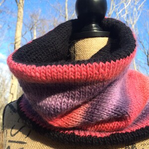 Reversible Knit Cowl/ Handmade Knit Cowl/ Handmade Knit Scarf/ Infinity Scarf/ Cowl/ Scarf image 4