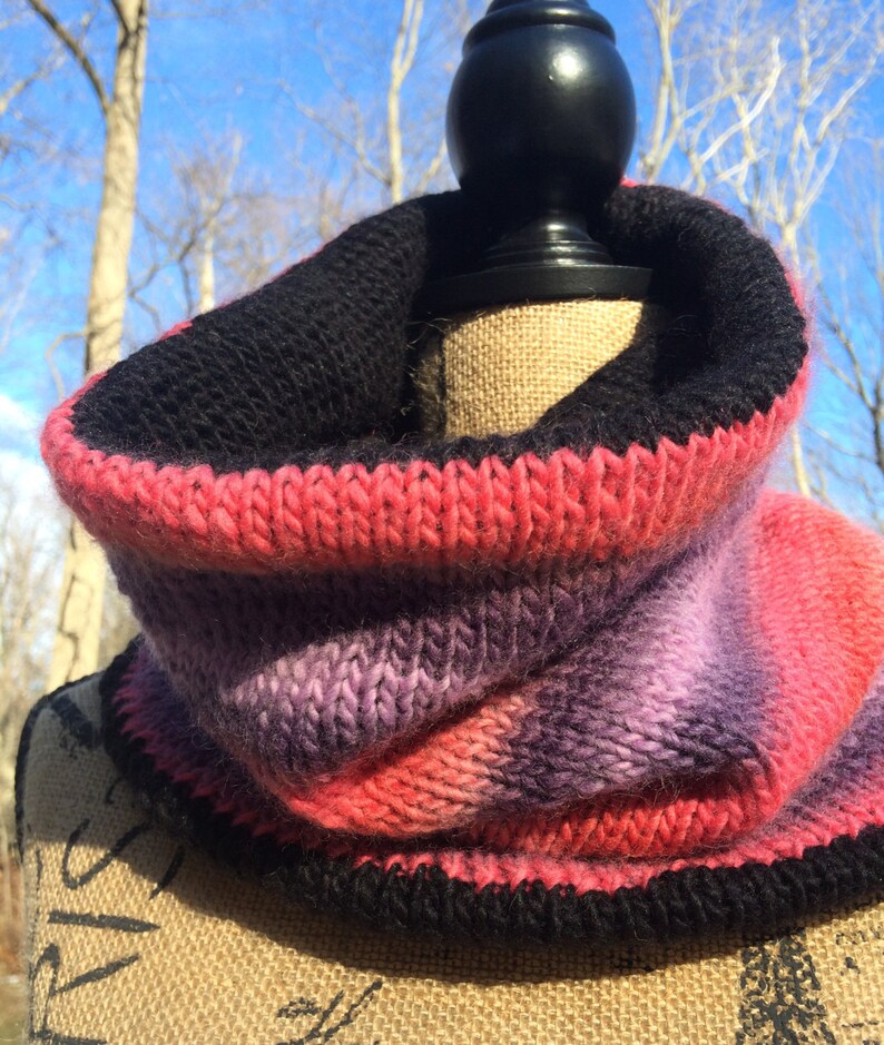 Reversible Knit Cowl/ Handmade Knit Cowl/ Handmade Knit Scarf/ Infinity Scarf/ Cowl/ Scarf image 4