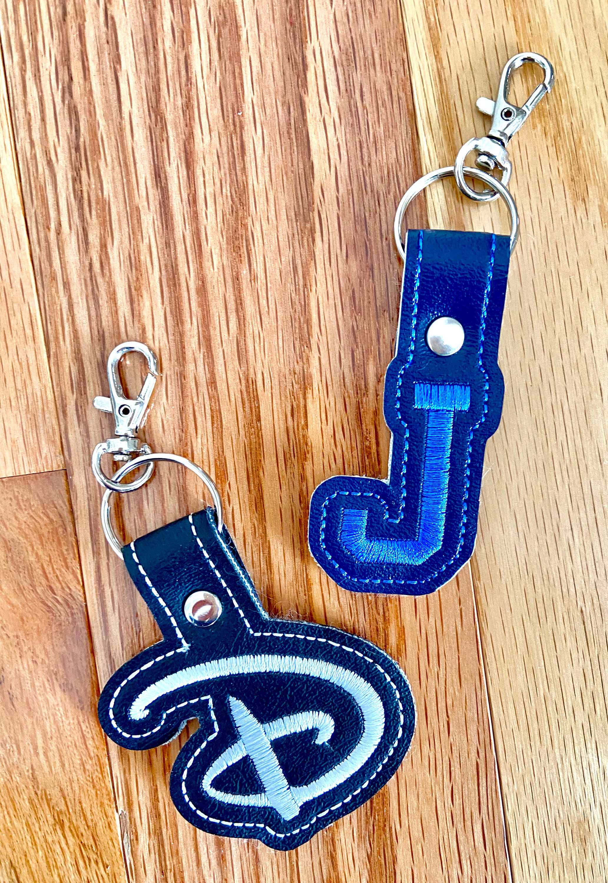 Initial Keychain Embroidered Initial Keychain Personalized Etsy