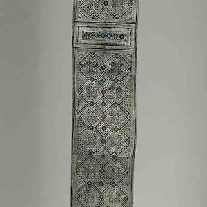 Decorative Wall Hanging of Vintage Hmong Tribal Vietnamese Cloth & Coins