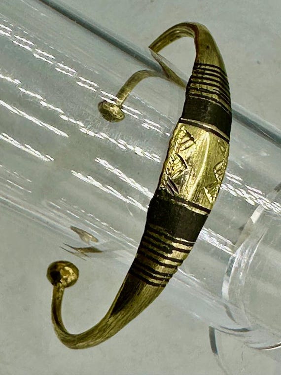 Tuareg Double Bar Inlay Multiple Stripe Etched Ce… - image 1