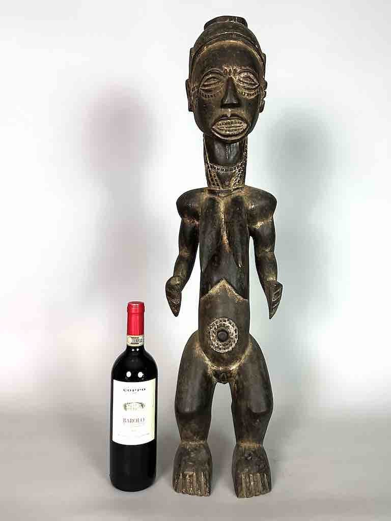 Wooden Carved Painted, Baule Male Statue, Decorative Sculpture, Vintage African
