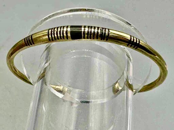 Tuareg Single Bar Multiple Stripe Inlay Brass Bra… - image 5