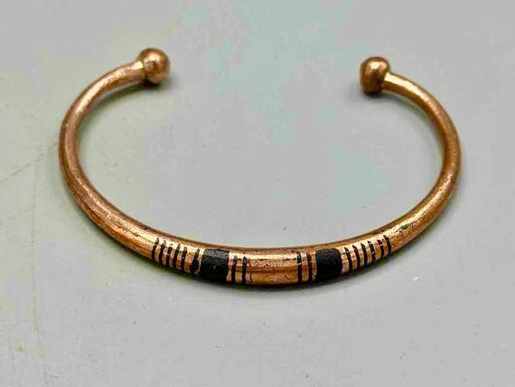 Tuareg Double Bar Multiple Stripe Inlay Copper Br… - image 5