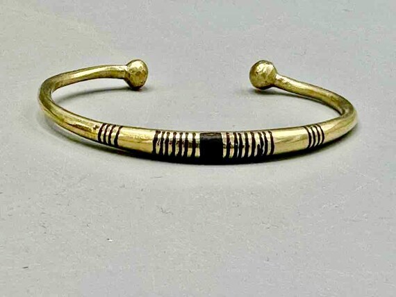 Tuareg Single Bar Multiple Stripe Inlay Brass Bra… - image 2