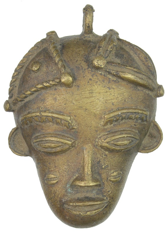 Contemporary African Brass Mask Pendant
