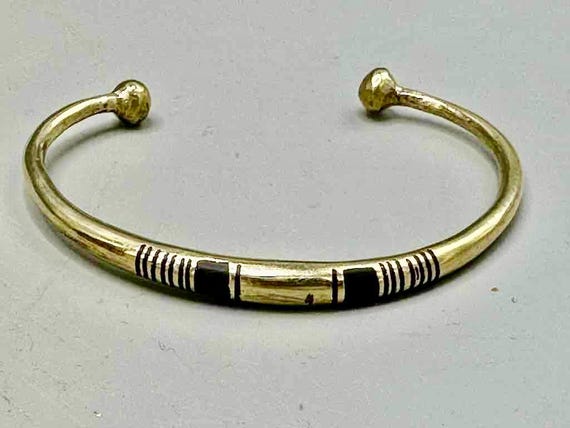 Tuareg Double Bar Multiple Stripe Inlay Brass Bra… - image 3