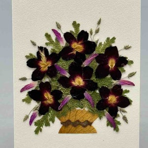 Handgemaakte geperste gedroogde echte bloem kleine cadeaukaart - bloemenboeket