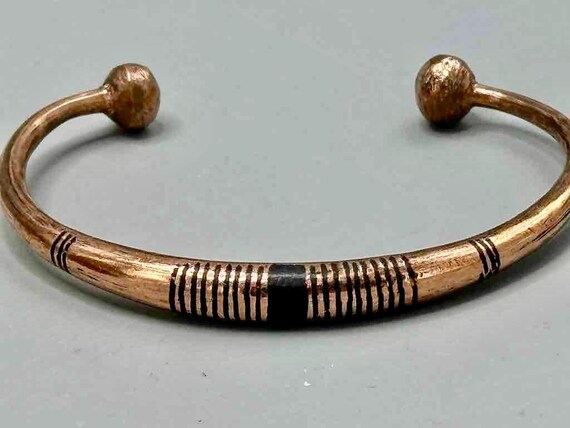 Tuareg Single Bar Multiple Stripe Inlay Copper Br… - image 4