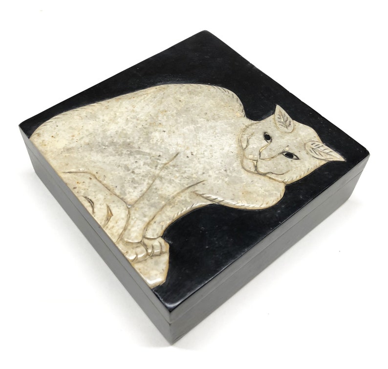 Cat Stone Trinket Decor Box