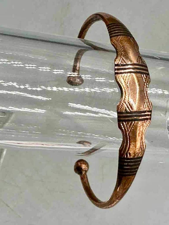 Tuareg Multiple Stripe Inlay Indented Sides Etche… - image 5