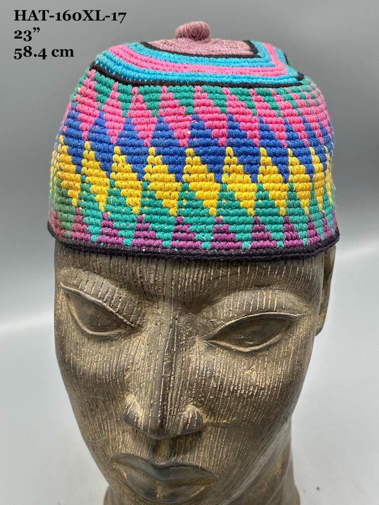 Berretto Elastico Stile Kufi In Tessuto Kente - Stampa Africana Colorata, Uomo O Donna, Per Ogni Occasione