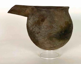 Vintage Wooden Tshi Vessel Cup from Congo, Africa | 8"