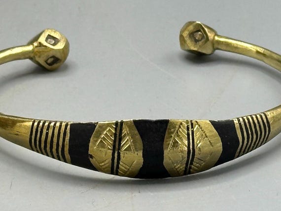 Tuareg Triple Large Inlay Multiple Stripe Etched … - image 2