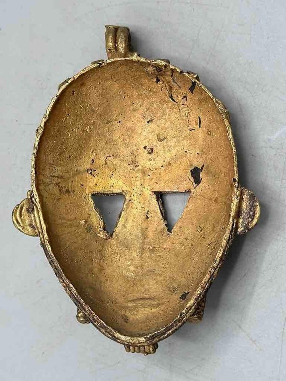 Contemporary XL African Brass Mask Pendant - Ghana - image 6