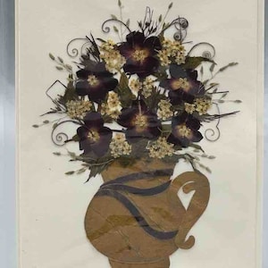 Handmade Pressed Dried Real Flower Greeting Card - Floral Arrangement