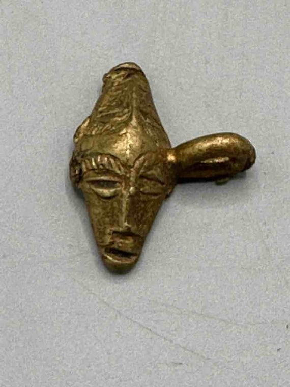 Unique Janus 2-Face African Brass Pendant - Ghana - image 1