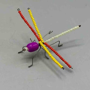 ビーズワイヤー装飾 アフリカの小さな4色のトンボ昆虫
