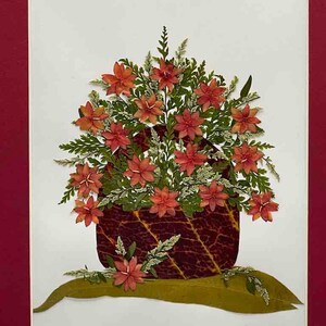 Collage enmarcado de flores reales prensadas y secas hechas a mano: ramo floral
