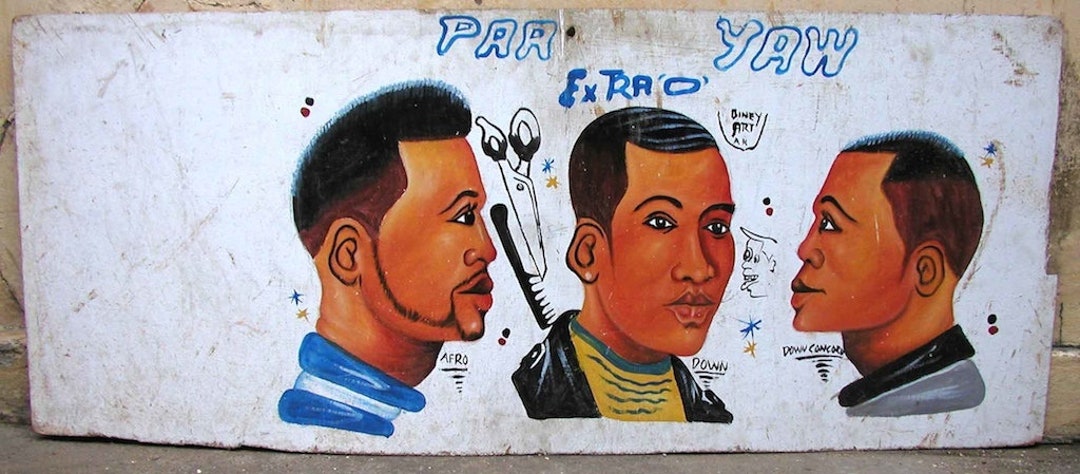 Original African Art 3-male Portrait Head Barbershop Sign From Ghana - Etsy