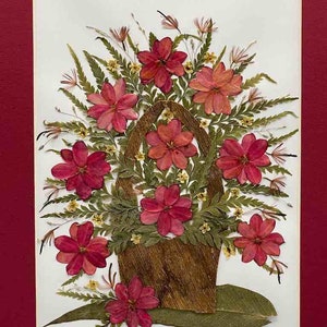 Collage enmarcado de flores reales prensadas y secas hechas a mano: ramo floral