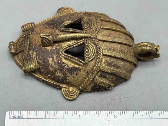 Contemporary XL African Brass Mask Pendant - Ghana - image 2