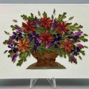 Handgemaakte geperste gedroogde echte bloem kleine cadeaukaart - bloemenboeket