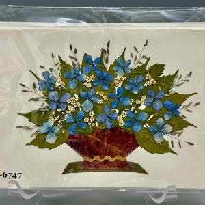 Handgefertigte gepresste getrocknete Blumen Grußkarte - Blumenarrangement