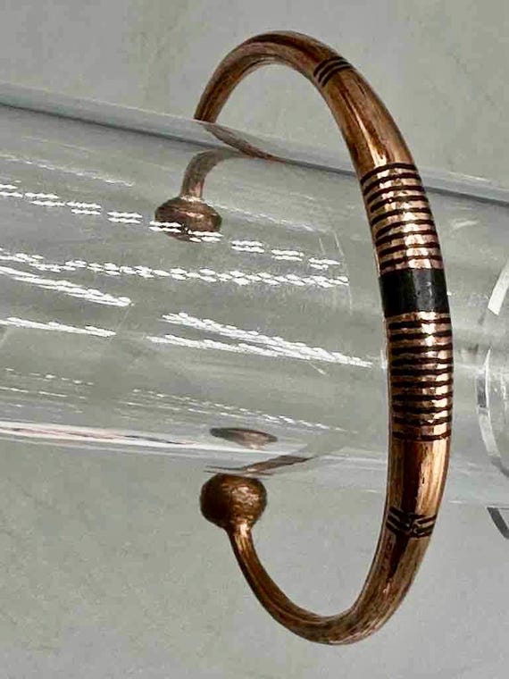 Tuareg Single Bar Multiple Stripe Inlay Copper Br… - image 1