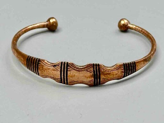 Tuareg Multiple Stripe Inlay Indented Sides Etche… - image 6