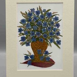 Collage enmarcado de flores reales prensadas y secas hechas a mano: ramo floral