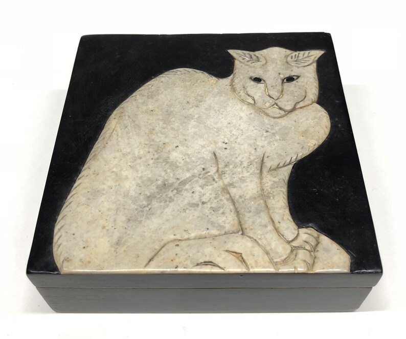 Cat Stone Trinket Decor Box