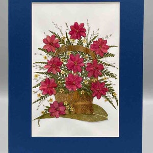 Collage enmarcado de flores reales prensadas y secas hechas a mano: ramo floral