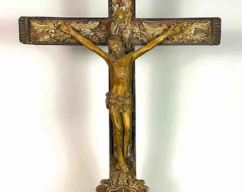 A very Large Antique French-Vietnamese Catholic Crucifix