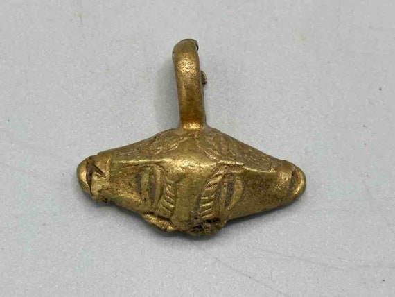 Unique Janus 2-Face African Brass Pendant - Ghana - image 4