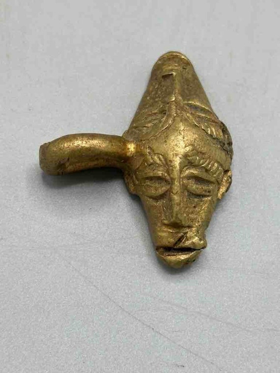 Unique Janus 2-Face African Brass Pendant - Ghana - image 5