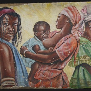 Original Authentic Vintage African family commercial art from Nigeria