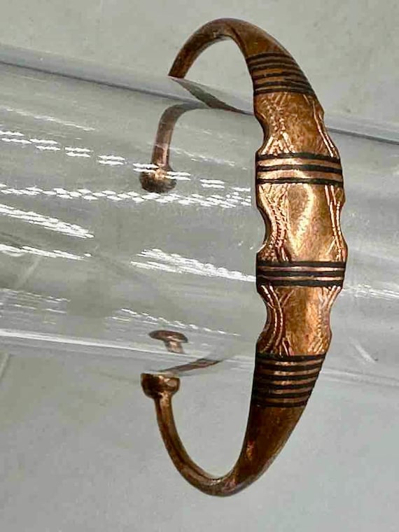 Tuareg Multiple Stripe Inlay Indented Sides Etche… - image 2