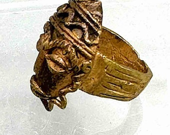 Brass Mask Ring Gold Weight - Ghana