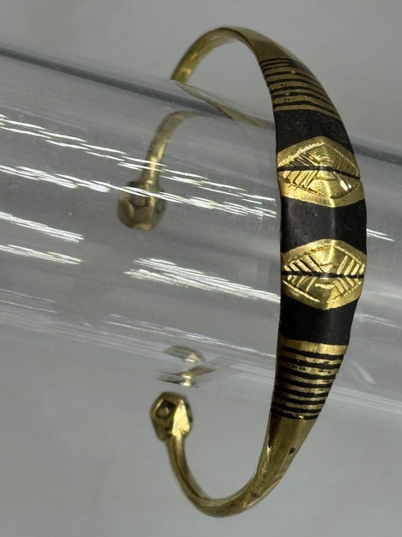 Tuareg Triple Large Inlay Multiple Stripe Etched … - image 5