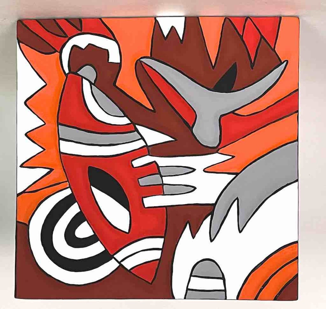 Imigongo Royal Tutsi Rwanda Geometric Tableaux | 13 X 14