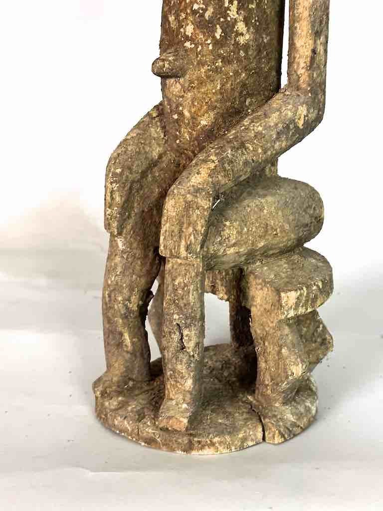 ドゴン族 先住民 彫刻 アンティーク 木と金属の彫刻、斜めの目のマスターによる、高さ59 cm、ドゴン